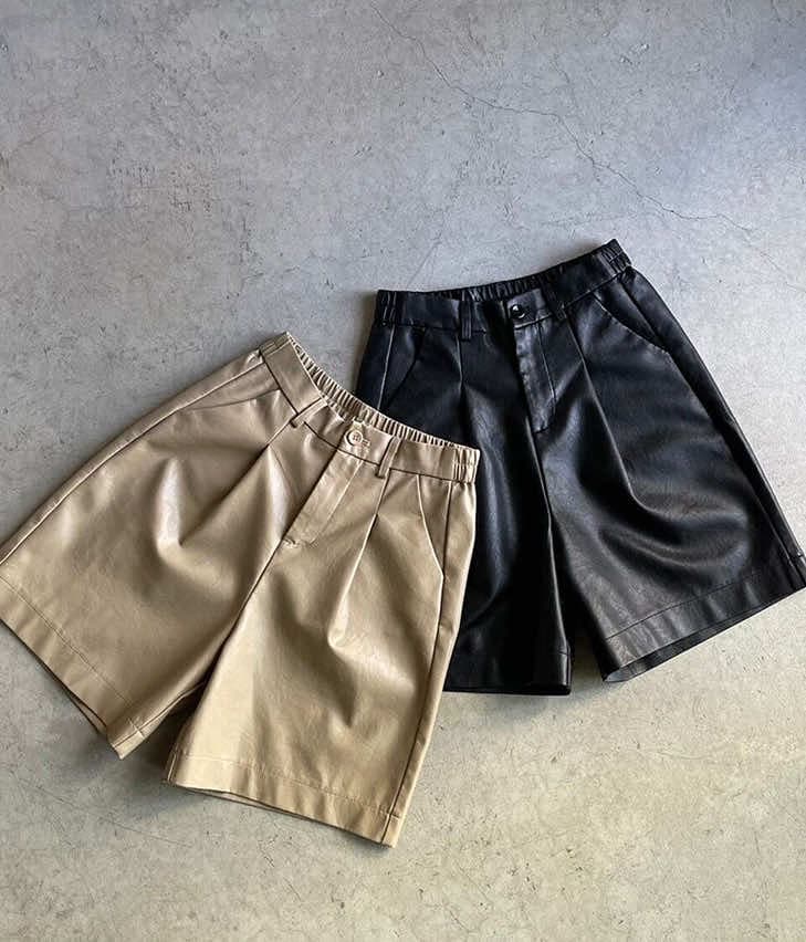 fake leather half pants